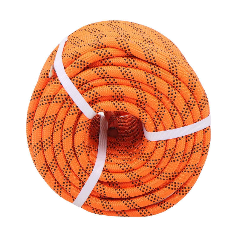 DURAFORCE Orange & Black Polyester Braided Camping Rope 1/2In × 150FT 48 Strand 6500Lbs