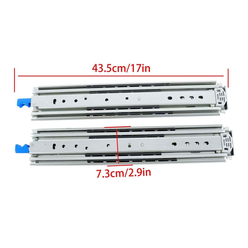 DURAFORCE 1 Pair Locking Drawer Slides 16 Inch Lock & Full Extension 500 lbs Load Capacity