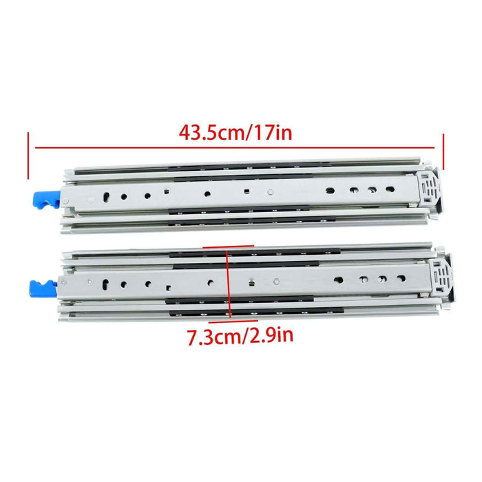 DURAFORCE 1 Pair Locking Drawer Slides 16 Inch Lock & Full Extension 500 lbs Load Capacity