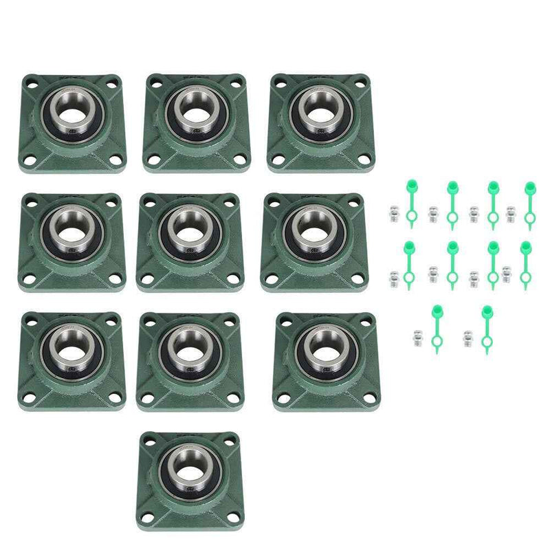 DURAFORCE 10 Pack 1-1/2" Bore UCF208-24 Pillow Block Flange Bearing 4 Bolt Solid Base