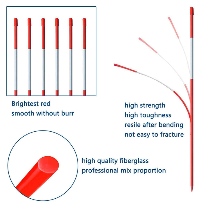 DURAFORCE Driveway Markers Snow Stakes 100 Pack of 48 Inch Long Red Reflective Markers