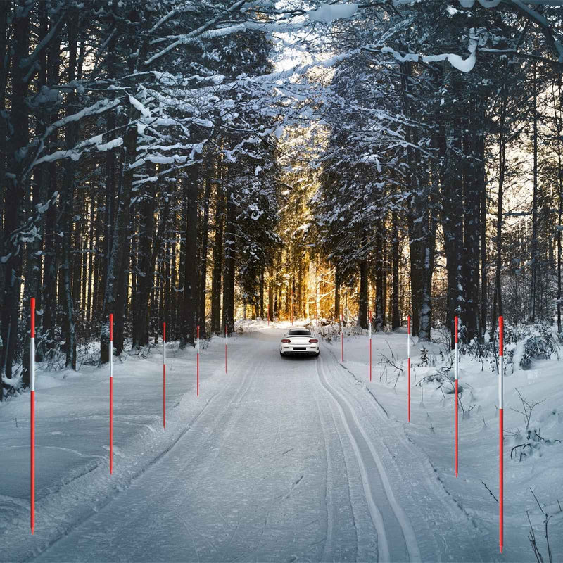 DURAFORCE Driveway Markers Snow Stakes 100 Pack of 48 Inch Long Red Reflective Markers