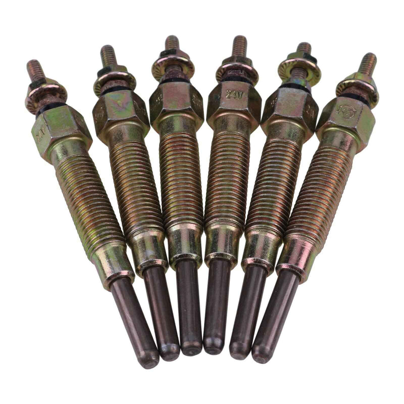 DURAFORCE 6Pcs 24V Glow Plug 11065-10T01 for Nissan Engine TD23 TD25 TD27 TD42 F03