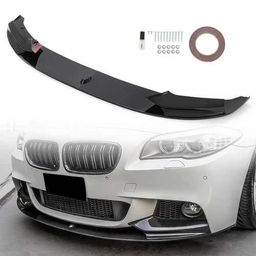 DURAFORCE Front Bumper Lip Splittle for 11-16 BMW F10 535i 528i 550i M Sport Carbon Fiber