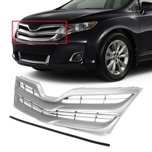 DURAFORCE Front Upper Grille Grill for Toyota Venza 2013-2016 Silver Factory Replacement