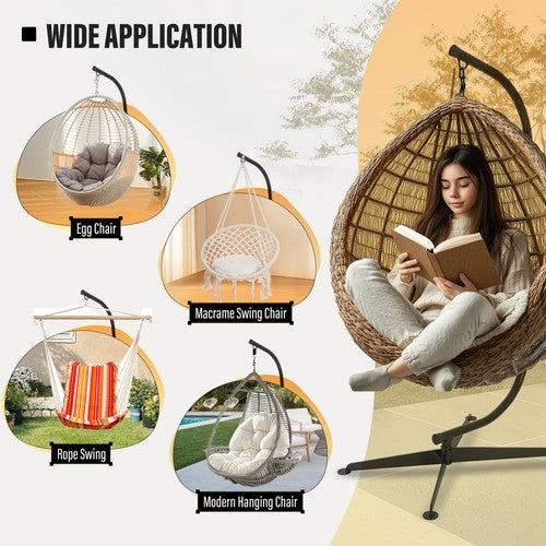 91 Inch Hanging Hammock C Stand For Chair Porch Swing Resistant 360 Degree Steel