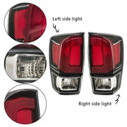 DURAFORCE Black Bezel LH+RH Clear Lens Brake Lamp Tail Lights Fit For Toyota Tacoma 16-21