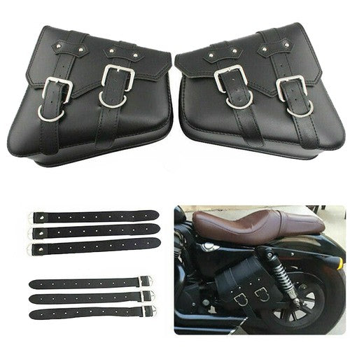 DURAFORCE New For Sportster 883 Dyna Moto PU Leather Luggage Tool Saddlebag Saddle Bags