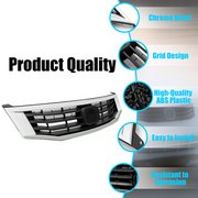 DURAFORCE Front Upper Bumper Grille Chrome Grill For Honda Accord 2008 2009 2010 HO1200189