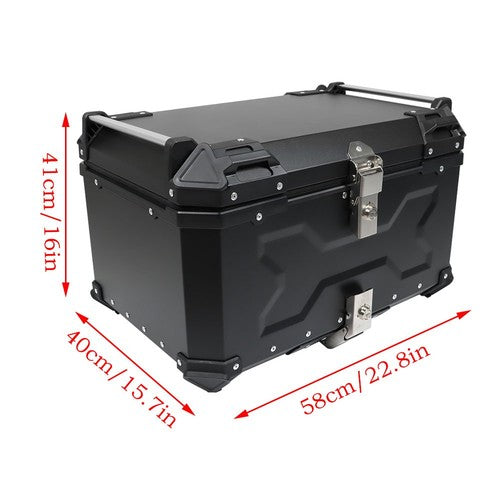 DURAFORCE 65L Black Motorcycle Tour Tail Box With Security Lock Waterproof Top Case
