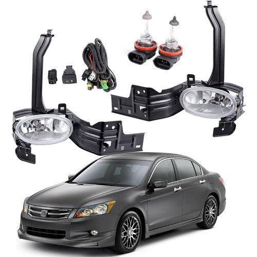 DURAFORCE Front Bumper Fog Lights Lamps Pair for 2008-2011 for Honda Accord Sedan Coupe