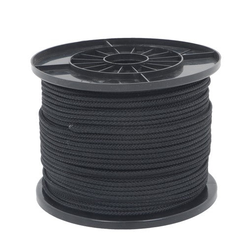 DURAFORCE 3/16 Inch x 500 Feet Hollow Braid Polypropylene Rope – Black，750 Pounds