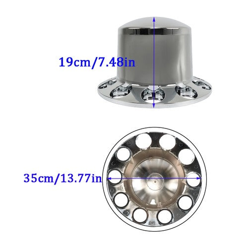DURAFORCE Semi Truck 33mm Chrome Wheel Axle Covers w/ Hub Caps Lug Nuts