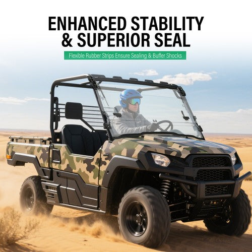 DURAFORCE Flip Windshield Scratch Resistant For 2015+ Kawasaki Mule Pro FXT /DXT /DX /FX