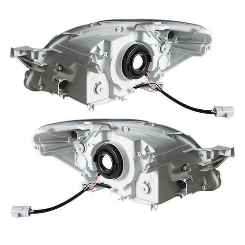 DURAFORCE Left & Right Pair Headlights Headlamps Black Housing For Toyota Yaris 2007-2012