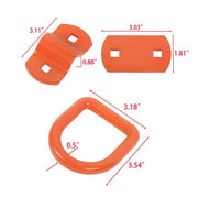 DURAFORCE 1/2" Thick Orange Bolt-On Forged D Ring 12000 LBS Break Strength (Pack of 4)