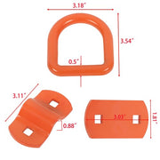 DURAFORCE 1/2" Thick Orange Bolt-On Forged D Ring 12000 LBS Break Strength (Pack of 4)