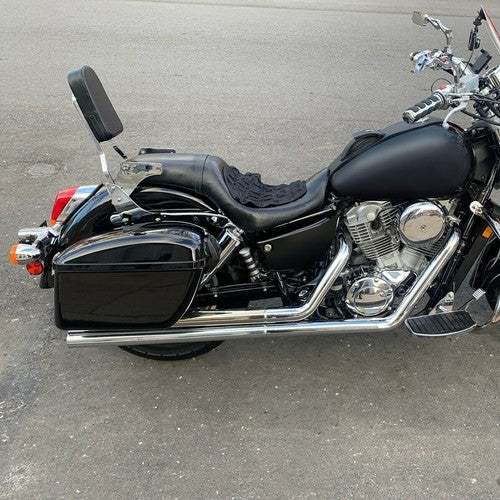 DURAFORCE Vivid Black Large Hard Saddle Bag Trunk For Harley Davidson Honda Yamaha Cruiser