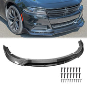 DURAFORCE Front Bumper Lip Splitter Spoiler For Dodge Charger SRT 15-23 Carbon Fiber Style
