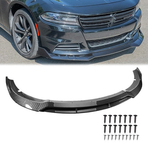 DURAFORCE Front Bumper Lip Splitter Spoiler For Dodge Charger SRT 15-23 Carbon Fiber Style