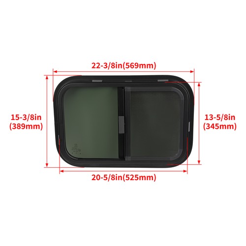 DURAFORCE 2-Piece 21" x 14" RV Windows with Mesh Screen and Trim Ring Horizontal Sliding