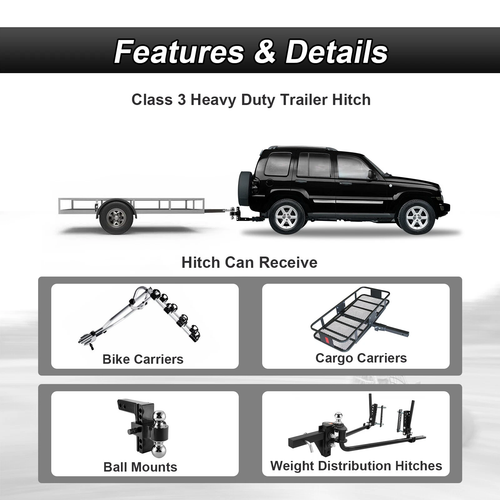 DURAFORCE For SUV Truck Cars Plymouth Adjustable Trailer Tow Hitch 2'' Receiver Class 3
