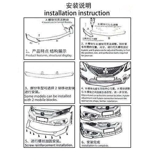 DURAFORCE Front & Rear Bumper Lip Splitter Spoiler + Side Skirt Body Kits For Subaru WRX