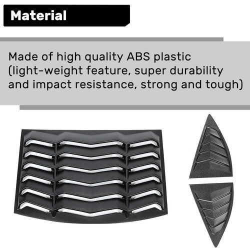 Rear Side Window Louvers Cover for 2010-2015 2011 2012 2013 2014 2015 Chevy Camaro