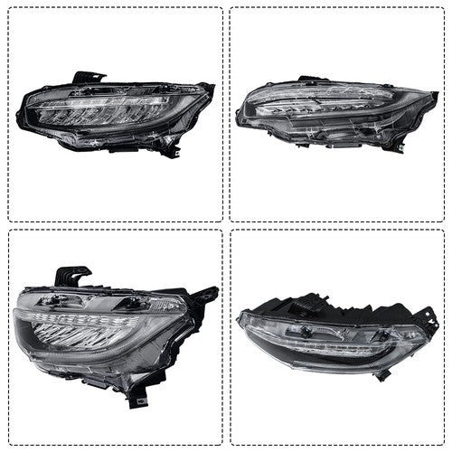 DURAFORCE LED Headlight Headlamp Clear Housing For Honda Civic 2016-2019 Driver/Left Side