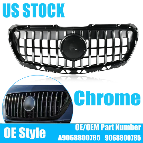 GT Style Front Grille Chrome For 2014-2018 Mercedes Benz Sprinter W906 2500 3500