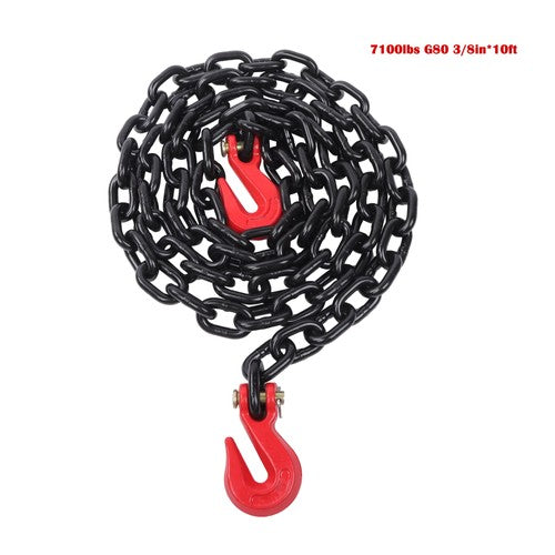 DURAFORCE 4PCS Binder Chain 3/8'' X 10' Grade 80 Transport Tow Chain Grab Hooks 7100 LBS