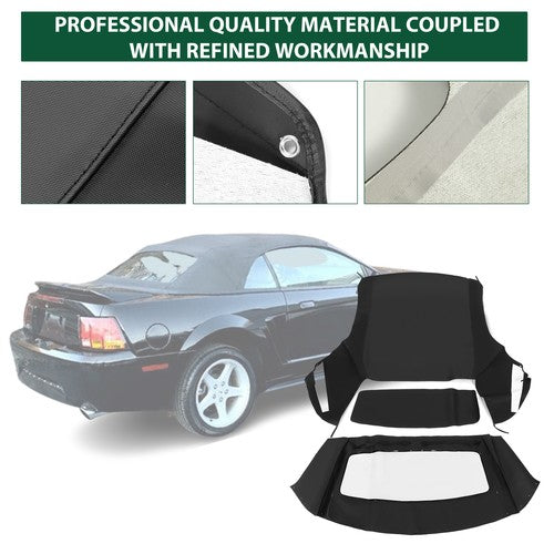 DURAFORCE For Ford mustang Convertible 1994 1995 -2003 2004 Soft top W/window BlK Plastic