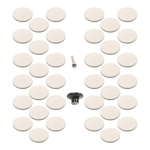 DURAFORCE 30Pcs 2" - 8mm Thick Wool Fabric Disc Polishing Buffing Pads Wheels 1/4" Shank