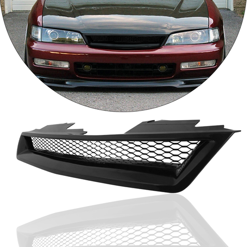 DURAFORCE Black Type-R Front Hood Bumper Mesh Grille Grill for Honda Accord 1994-1997
