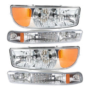 DURAFORCE Fit For GMC Sierra 1500 1999-2007 LH+RH Headlight Replacement Halogen Chrome
