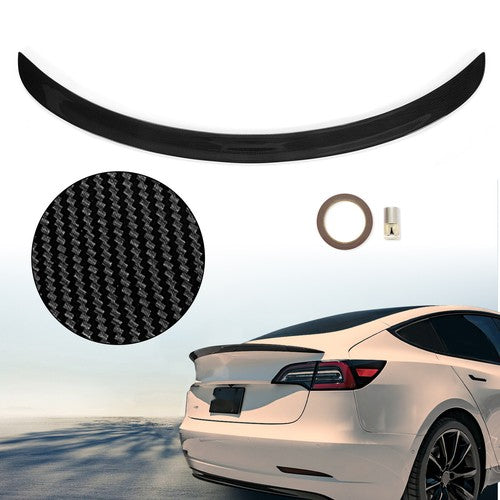 Rear Trunk Spoiler Wing for 2017-2023 2019 Tesla Model 3 Carbon Fiber Look