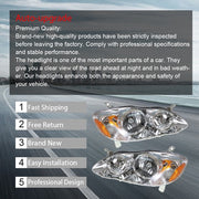 DURAFORCE Headlights For Toyota Corolla 2003-2008 LH+RH 1Pair Chrome Housing Clear Lens