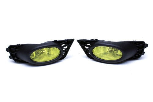 DURAFORCE Pair Yellow Lens Fog Lights Kit & Front Bumper Grille For 09-11 Honda Civic 4Dr