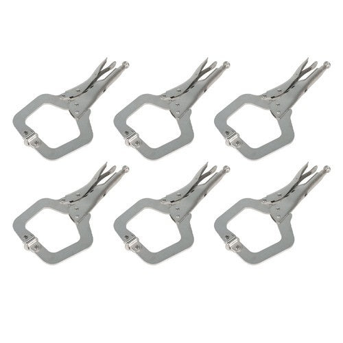 DURAFORCE Adjustable C-Clamp Locking Pliers Set 11" Locking Welding With Swivel Pads 6 Pcs