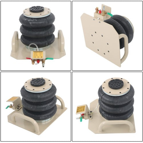 DURAFORCE Air Jack 3 Ton/6600lbs Pneumatic Triple Bag Air Jack w/ Side Handles & Six Steel
