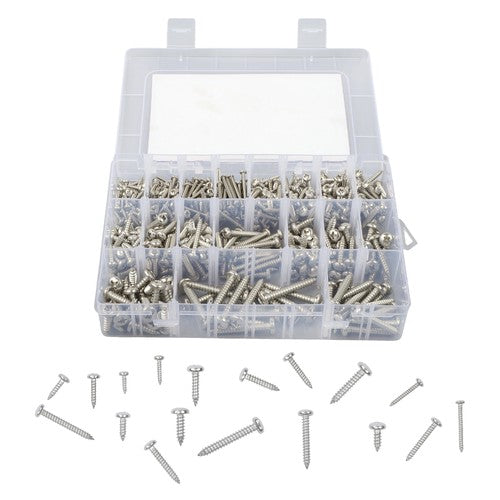 DURAFORCE 550Pack 304 Stainless steel wood screws kits countersunk #4 #6 #8 #10 #12 W/Box