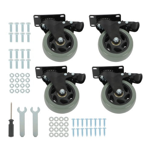 DURAFORCE 4 Pack Grey 4 Inch Swivel Caster Wheels Heavy Duty With brake