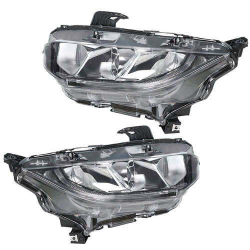 DURAFORCE Headlight Fit For Honda Civic 2016-2020 Headlamps Driver + Passenger Side Pair
