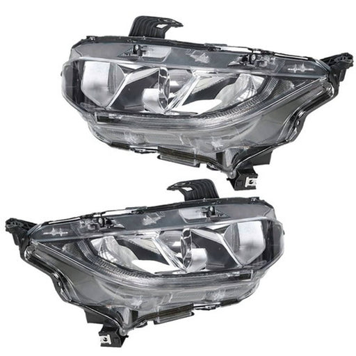 DURAFORCE Headlight Fit For Honda Civic 2016-2020 Headlamps Driver + Passenger Side Pair