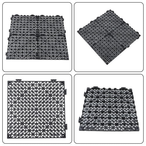 DURAFORCE 50Pack 12 x12in Interlocking Drainage Floor Tile Modular Interlocking Tile Black