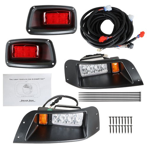 DURAFORCE For EZGO TXT Golf Cart Gas&Electric 12V LED Headlight & Tail Light Kit W/ Wire