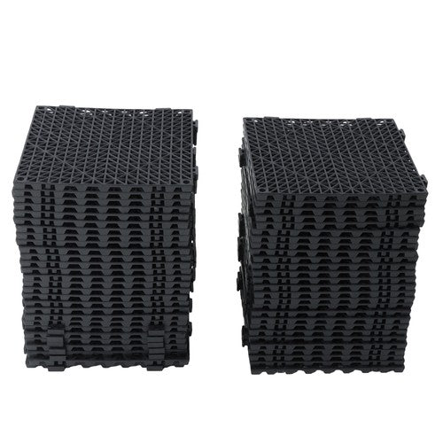 DURAFORCE 55PCS 12x12" Interlocking Drainage Floor Tiles Modular Interlocking Tile Black