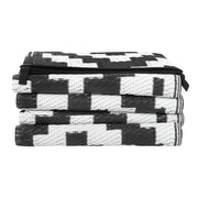 DURAFORCE 6x9 ft Waterproof Outdoor Rug Outdoor Plastic Straw Rug Carpet Black & White