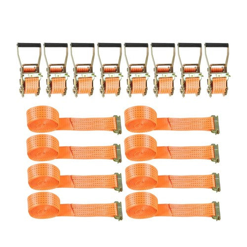 DURAFORCE 8 Set E-Track Ratchet Straps 2" x15' 4400LB Tie Down USA