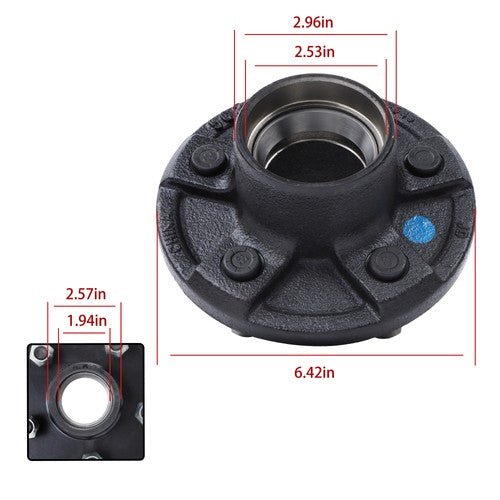 DURAFORCE 2 Sets of Trailer Hub Kits 5 -4.5 for 3500 lbs 1-1/16'‘ to 1-3/8’' Tapered Axle